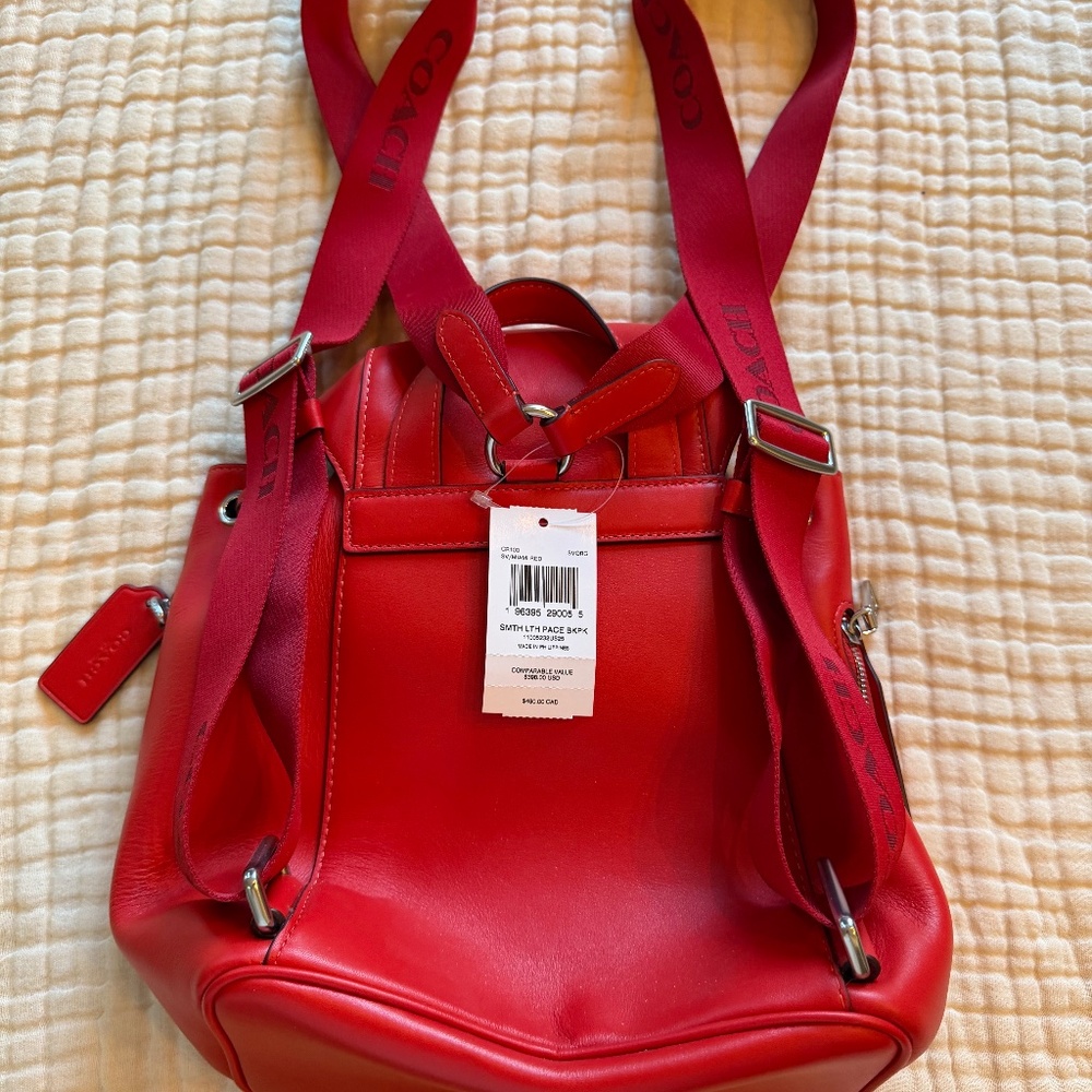 Coach backpack purse red leather NWT - Picture 2 of 6